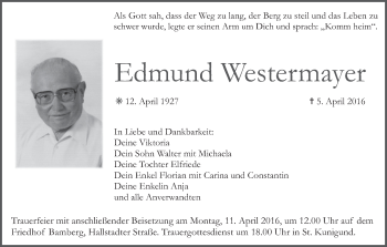 Anzeige von Edmund Westermayer von MGO
