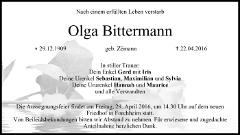 Anzeige von Olga Bittermann von MGO