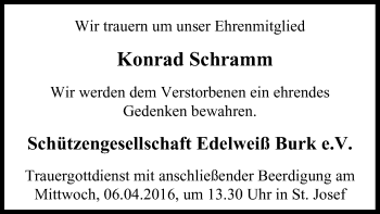 Anzeige von Konrad Schramm von MGO