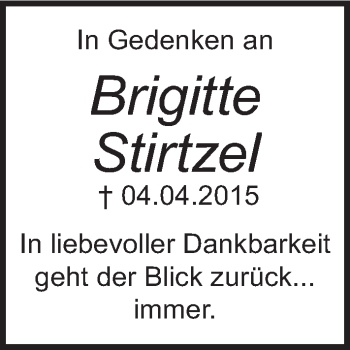 Anzeige von Brigitte Stirtzel von MGO