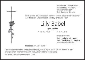 Anzeige von Lilly Babel von MGO