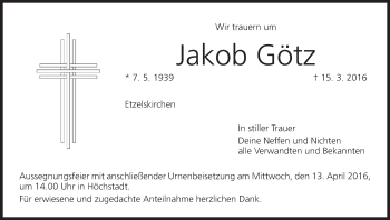 Anzeige von Jakob Götz von MGO