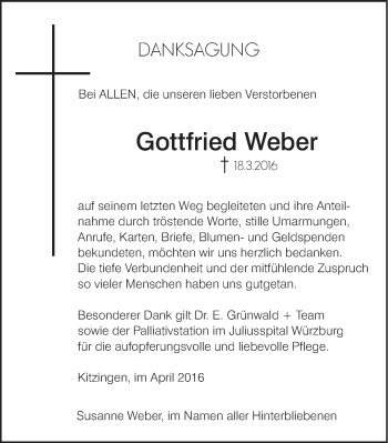 Anzeige von Gottfried Weber von MGO