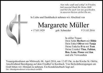 Anzeige von Margarete Müller von MGO