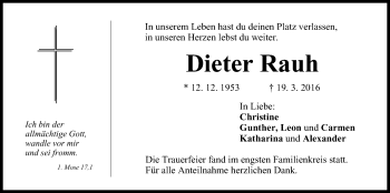 Anzeige von Dieter Rauh von MGO