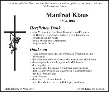 Anzeige von Manfred Klaus von MGO