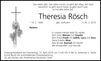 Anzeige von Theresia Rösch von MGO
