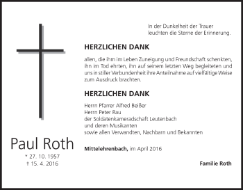 Anzeige von Paul Roth von MGO