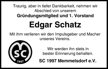 Anzeige von Edgar Schatz von MGO