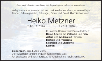 Anzeige von Heiko Metzner von MGO