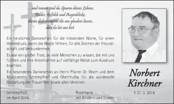 Anzeige von Norbert Kirchner von MGO