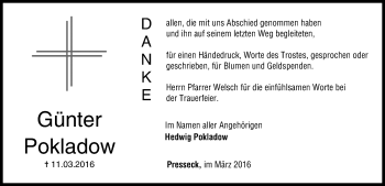 Anzeige von Günter Pokladow von MGO