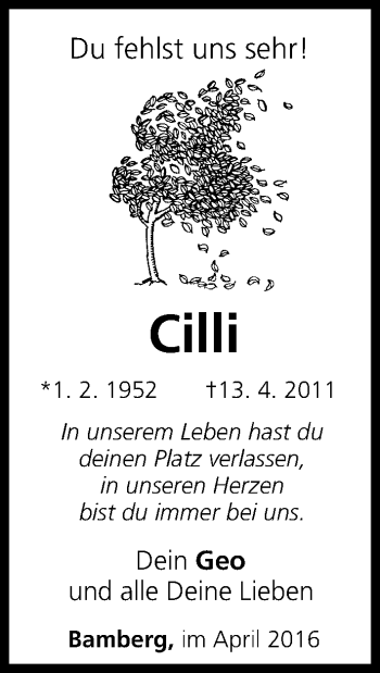 Anzeige von Cilli Schwarzmann von MGO