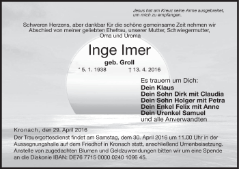 Anzeige von Inge Imer von MGO