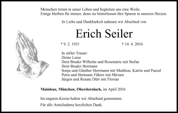 Anzeige von Erich Seiler von MGO