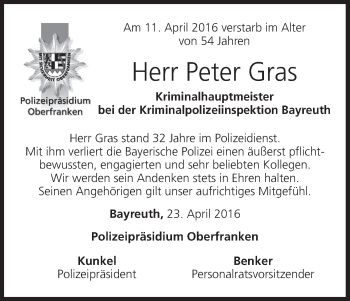 Anzeige von Peter Gras von MGO