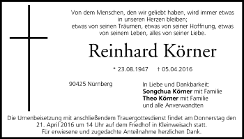 Anzeige von Reinhard Körner von MGO