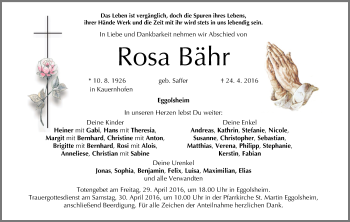 Anzeige von Rosa Bähr von MGO