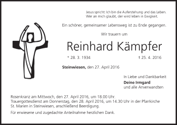 Anzeige von Reinhard Kämpfer von MGO