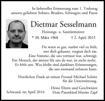 Anzeige von Dietmar Sesselmann von MGO