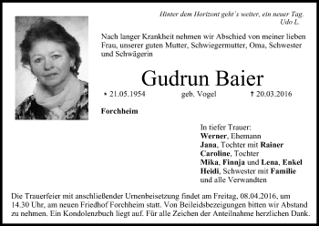 Anzeige von Gudrun Baier von MGO