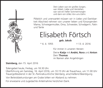 Anzeige von Elisabeth Förtsch von MGO