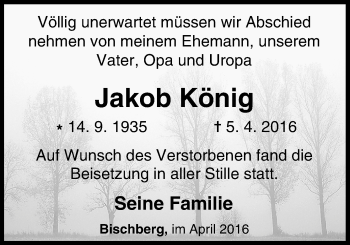 Anzeige von Jakob König von MGO