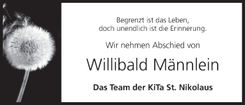 Anzeige von Willibald Männlein von MGO