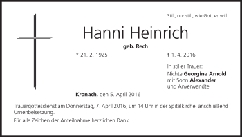 Anzeige von Hanni Heinrich von MGO