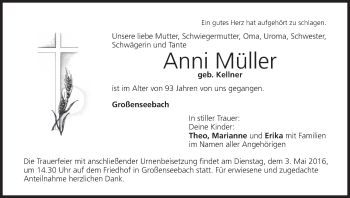 Anzeige von Anni Müller von MGO