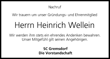 Anzeige von Heinrich Wellein von MGO