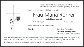 Anzeige von Maria Röhrer von MGO