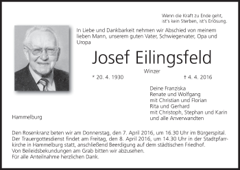 Anzeige von Josef Eilingsfeld von MGO