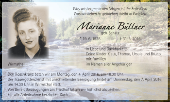 Anzeige von Marianne Büttner von MGO