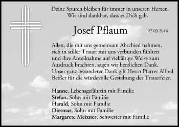 Anzeige von Josef Pflaum von MGO