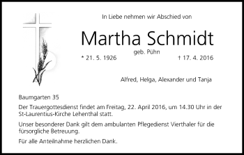 Anzeige von Martha Schmidt von MGO