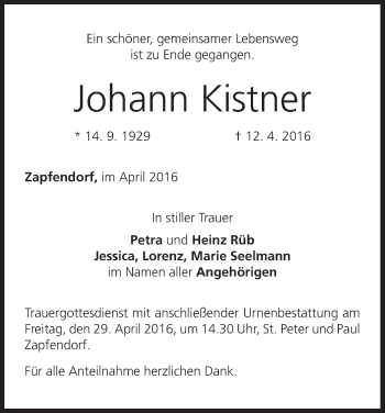 Anzeige von Johann Kistner von MGO