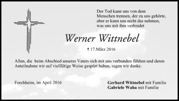 Anzeige von Werner Wittnebel von MGO