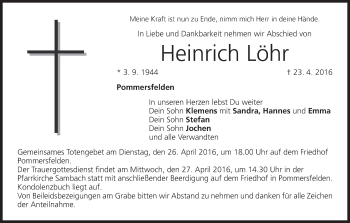 Anzeige von Heinrich Löhr von MGO