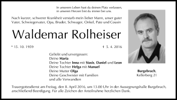 Anzeige von Waldemar Rolheiser von MGO