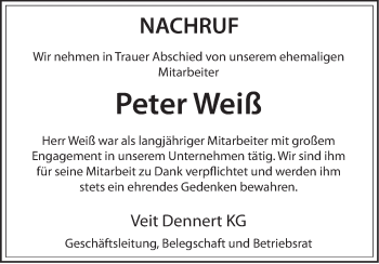 Anzeige von Peter Weiß von MGO