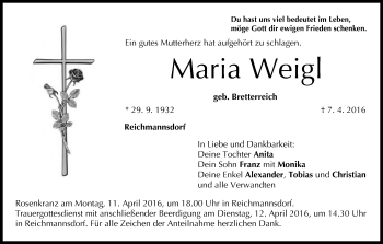 Anzeige von Maria Weigl von MGO