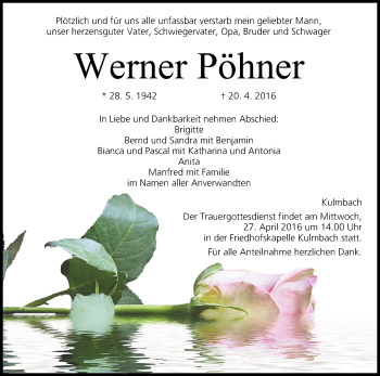 Anzeige von Werner Pöhner von MGO