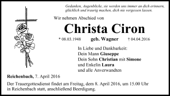 Anzeige von Christa Ciron von MGO