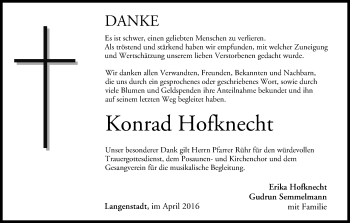 Anzeige von Konrad Hofknecht von MGO