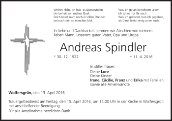 Anzeige von Andreas Spindler von MGO