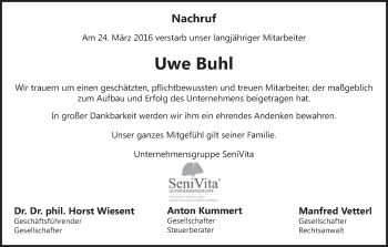 Anzeige von Uwe Buhl von MGO