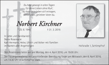 Anzeige von Norbert Kirchner von MGO