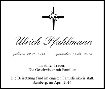Anzeige von Ulrich Pfahlmann von MGO