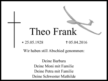 Anzeige von Theo Frank von MGO